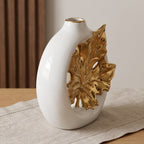 Luxury Golden Maple Leaf Ceramic Vase