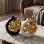 Luxury Golden Maple Leaf Ceramic Vase