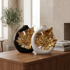 Luxury Golden Maple Leaf Ceramic Vase