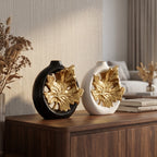 Luxury Golden Maple Leaf Ceramic Vase