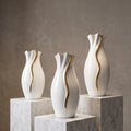 Gold Wave high-gloss white ceramic vases