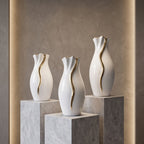 Gold Wave high-gloss white ceramic vases