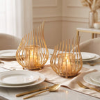Metal candlestick Gold with honey glass