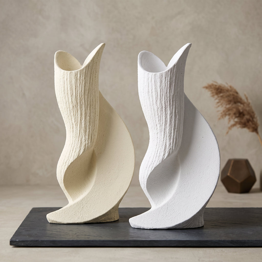 Textured sculptural ceramic vases