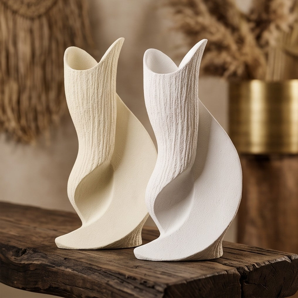 Textured sculptural ceramic vases