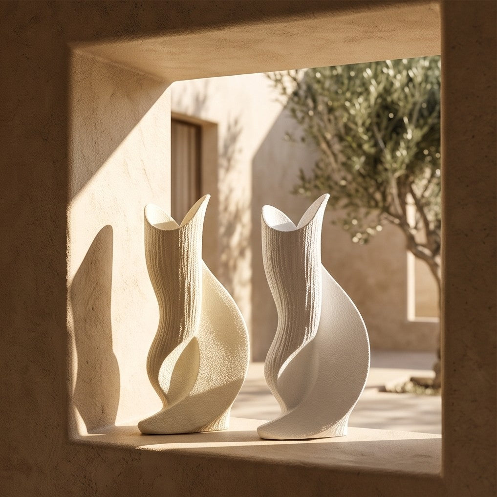 Textured sculptural ceramic vases