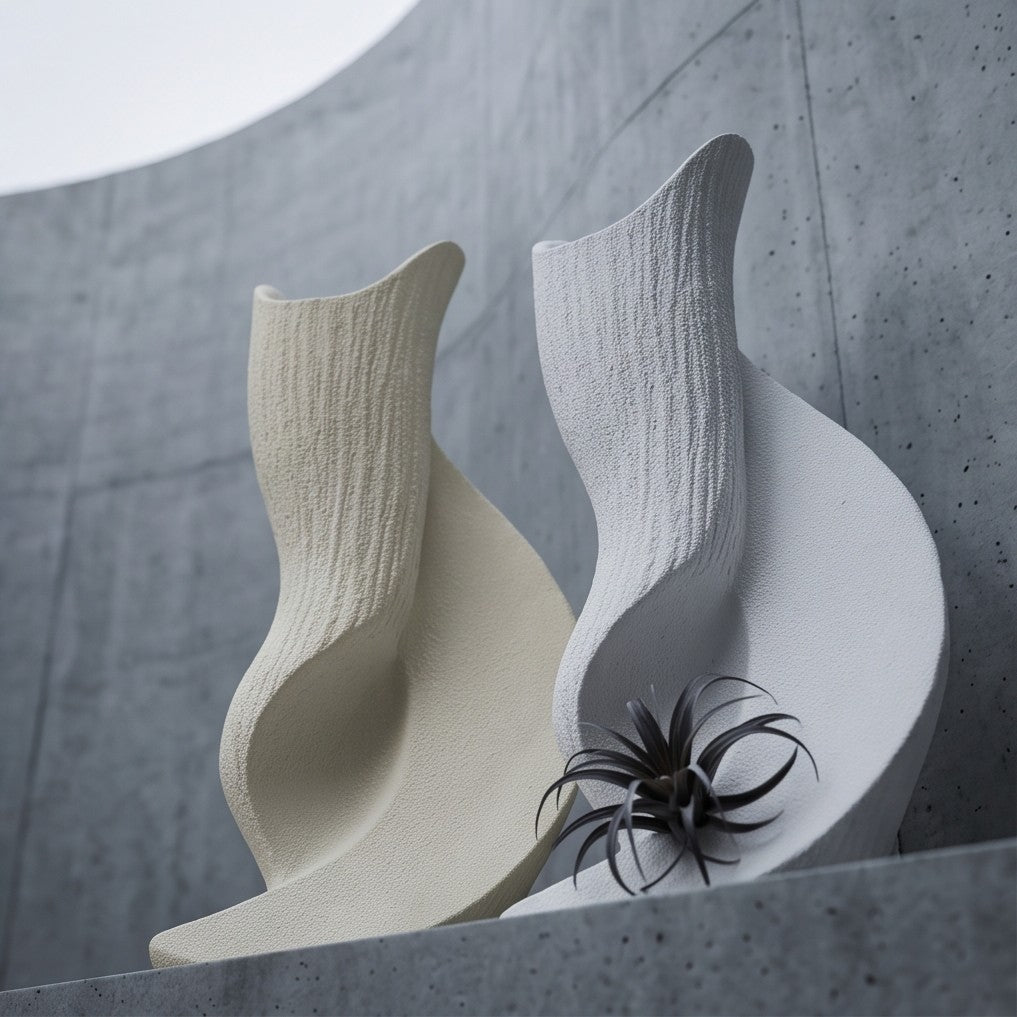 Textured sculptural ceramic vases