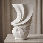 Next beige and white pleated ceramic vases