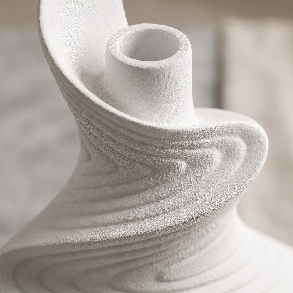 White sculptural ceramic vase