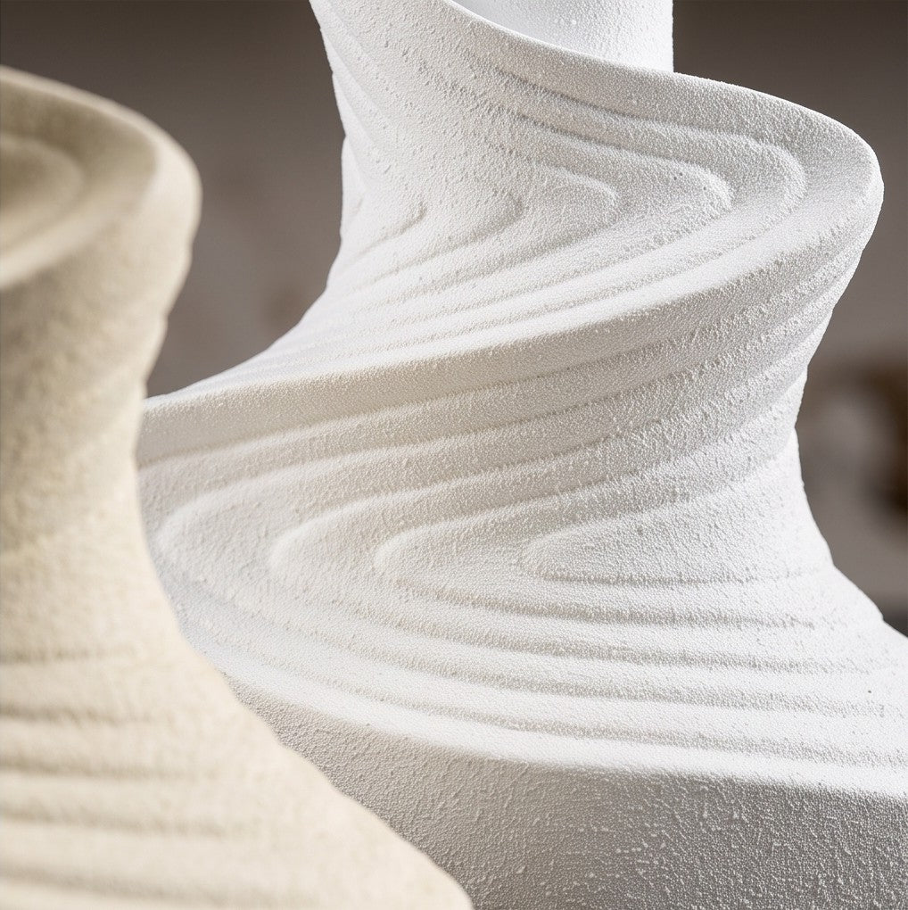 White sculptural ceramic vase