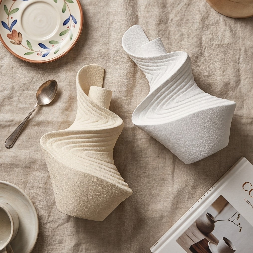 White sculptural ceramic vase