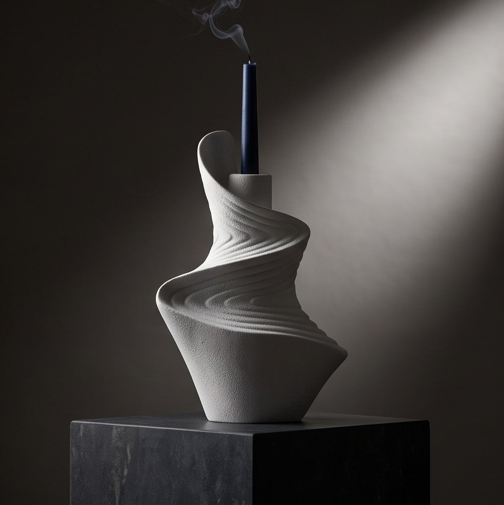 White sculptural ceramic vase