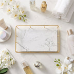 2 Tier Rectangular Golden Vanity Stand