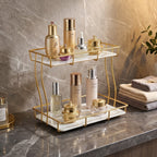 2 Tier Rectangular Golden Vanity Stand