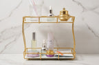 2 Tier Rectangular Golden Vanity Stand