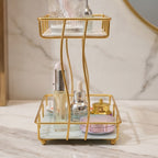 2 Tier Rectangular Golden Vanity Stand