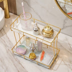 2 Tier Rectangular Golden Vanity Stand