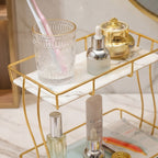 2 Tier Rectangular Golden Vanity Stand