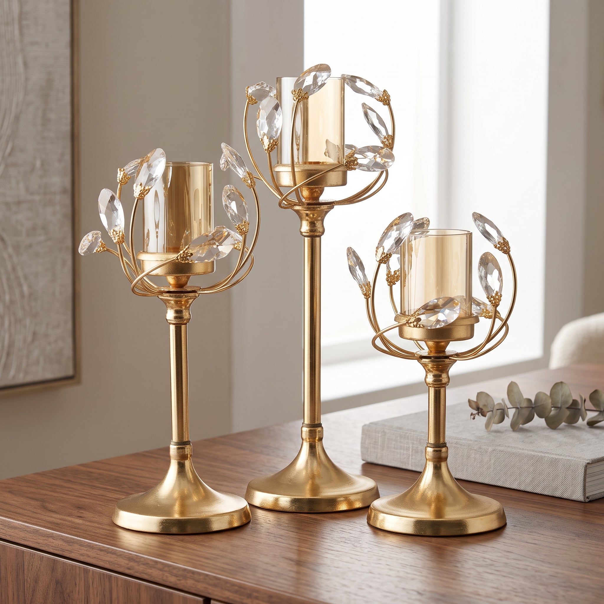 Candleholders Candlestick Holders Crystal,Light Luxury Retro Romantic Dining Table Candlestick Decorations, Home Candlelight Dinner Candelabras