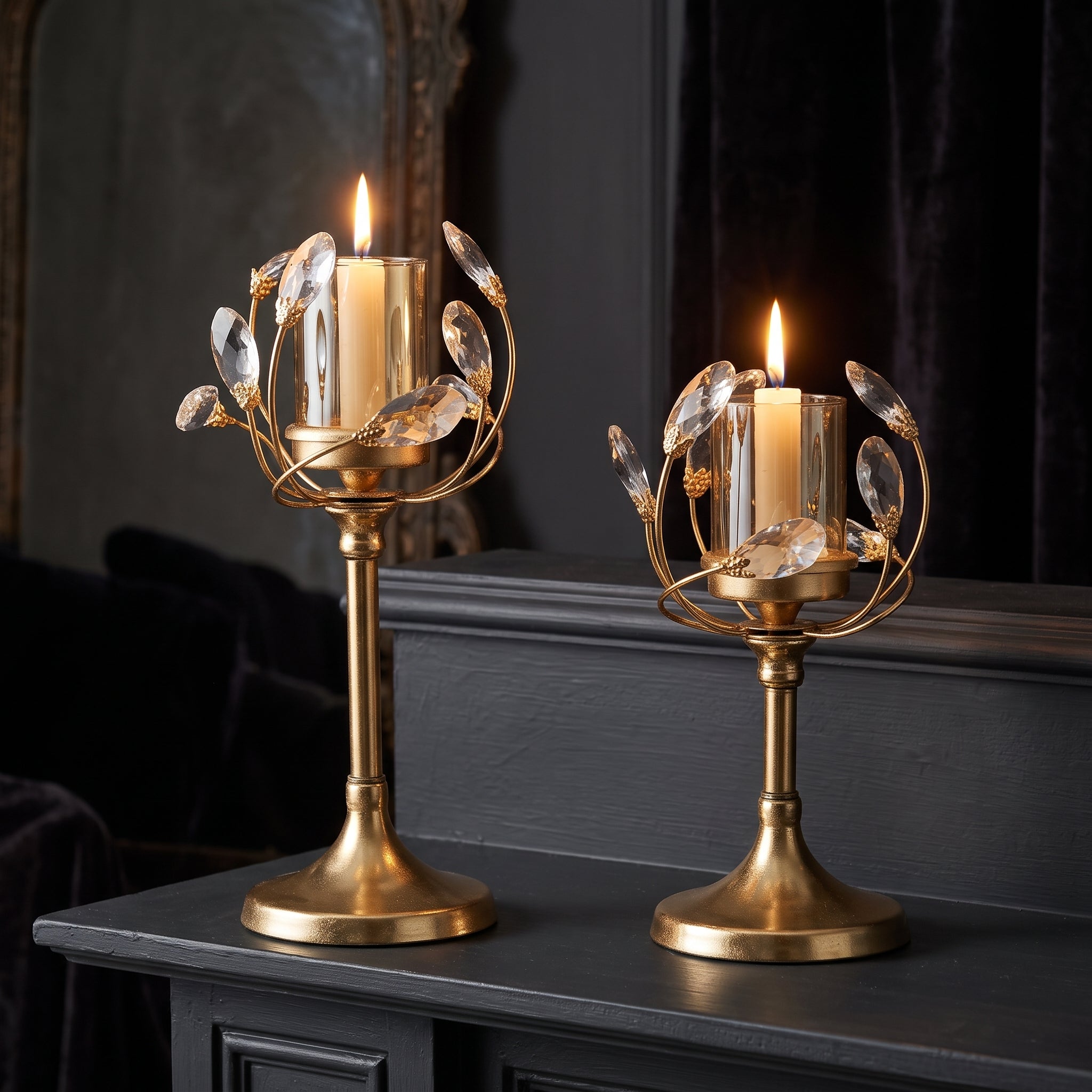 Candleholders Candlestick Holders Crystal,Light Luxury Retro Romantic Dining Table Candlestick Decorations, Home Candlelight Dinner Candelabras