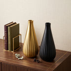 Fluted Teardrop Decorative Ceramic Vase Duo