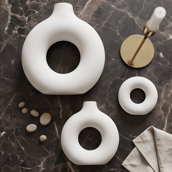 Sawoake doughnut ceramic vases