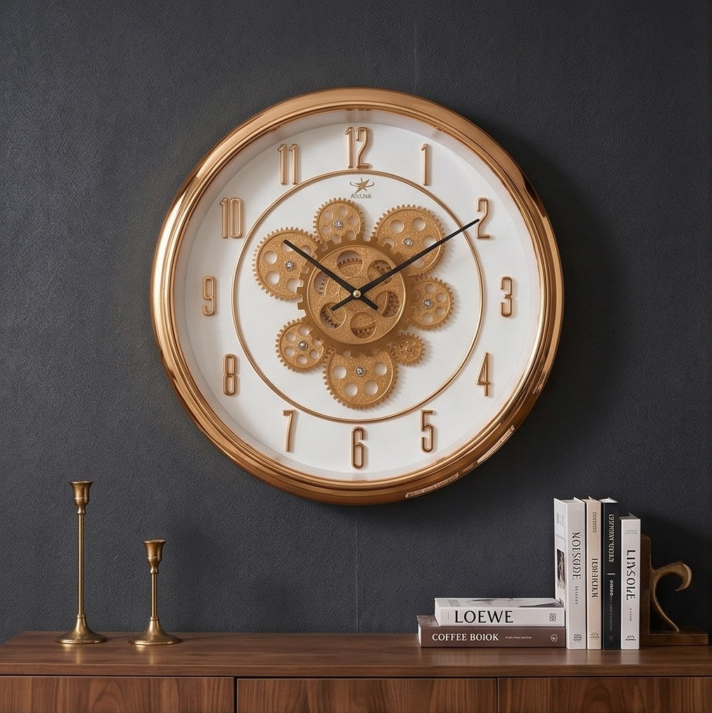 Rose gold mechanical wall clock