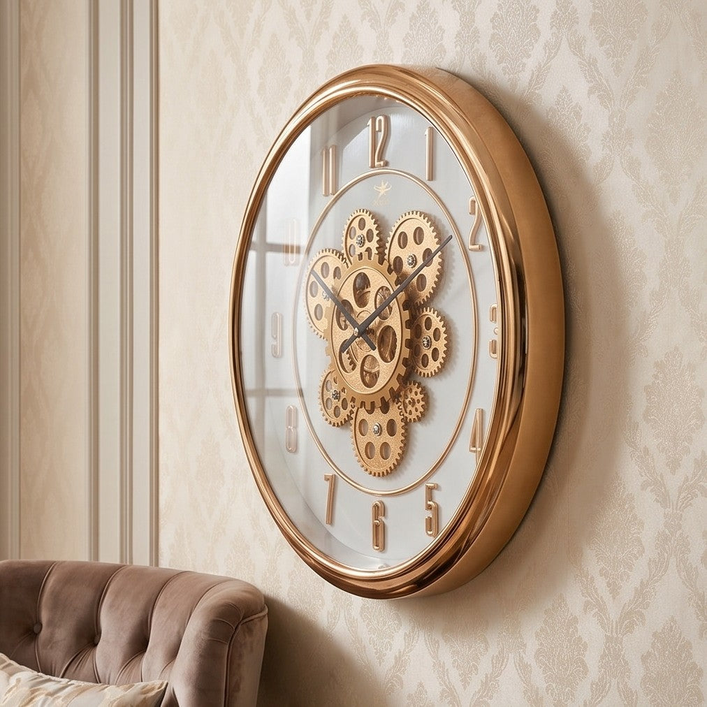 Rose gold mechanical wall clock