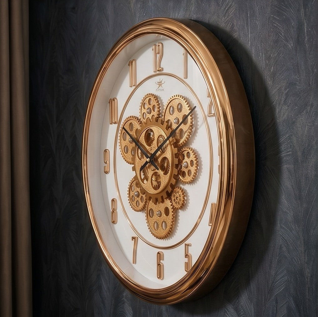 Rose gold mechanical wall clock