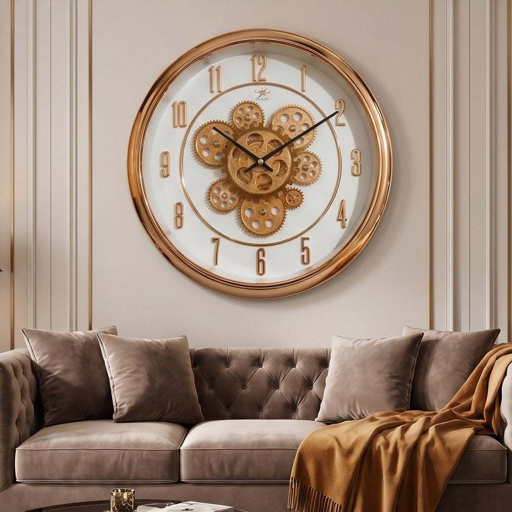 Rose gold mechanical wall clock