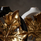 Luxury Golden Maple Leaf Ceramic Vase