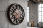 Modern Rustic Wood Wall Clock – Large Roman Numeral Decorative Clock for Home & Office