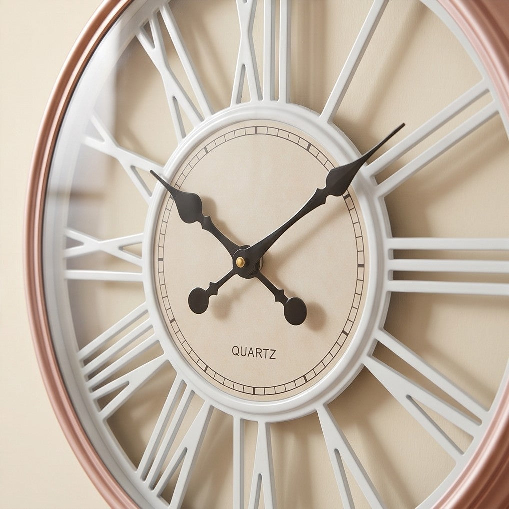 Luxury Rose Gold Roman Numeral Wall Clock – Modern Elegant Decorative Quartz Clock