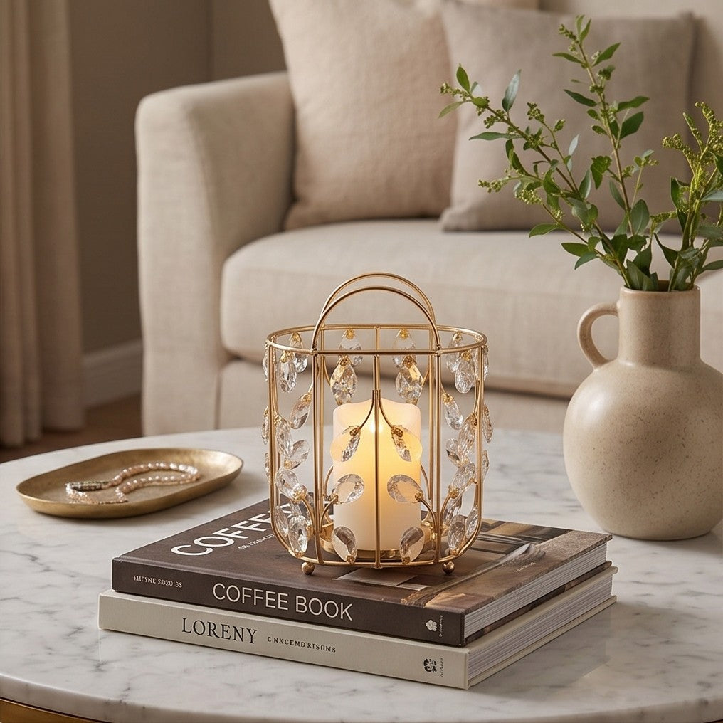 Luxury Crystal Candle Holder – Elegant Gold Table Centerpiece
