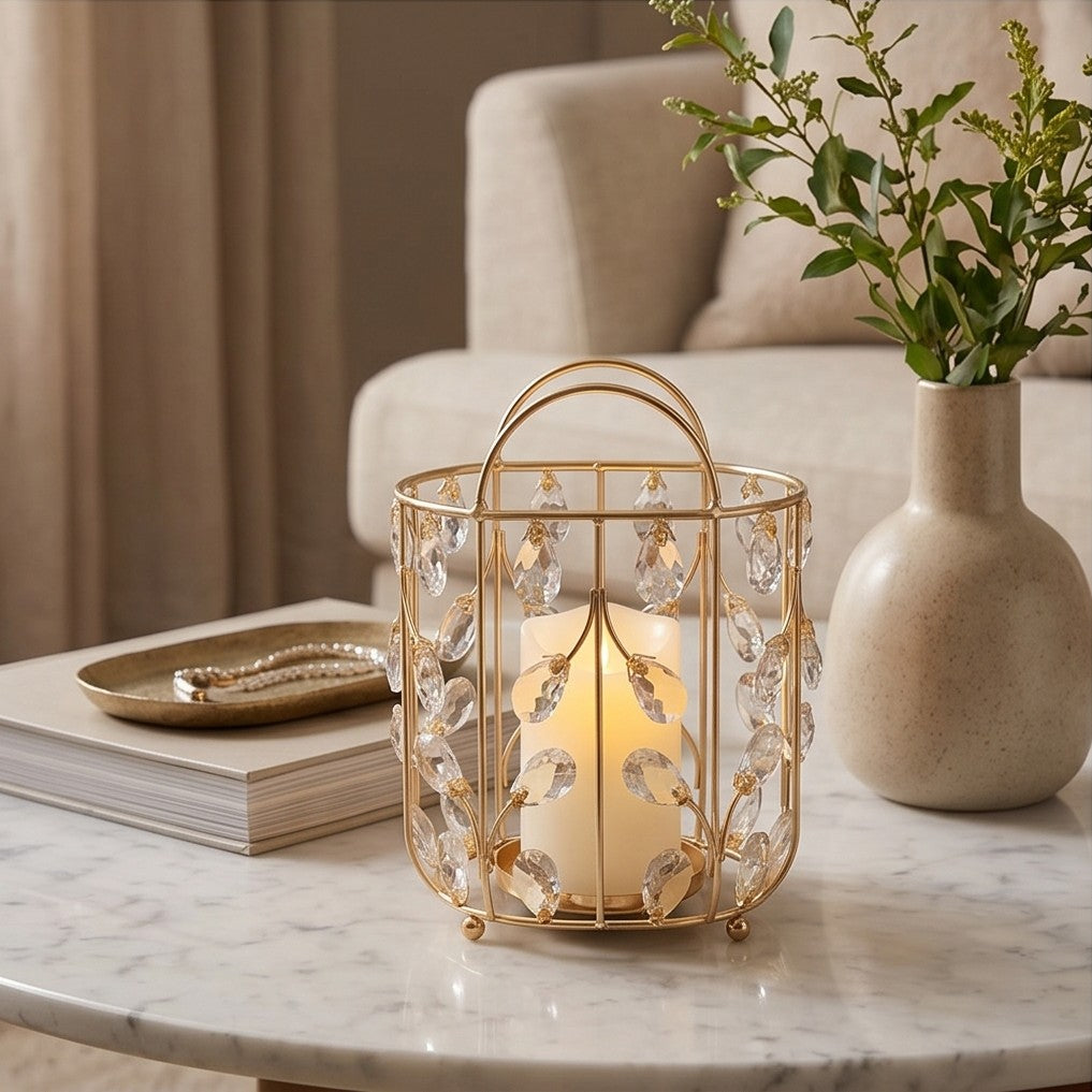 Luxury Crystal Candle Holder – Elegant Gold Table Centerpiece