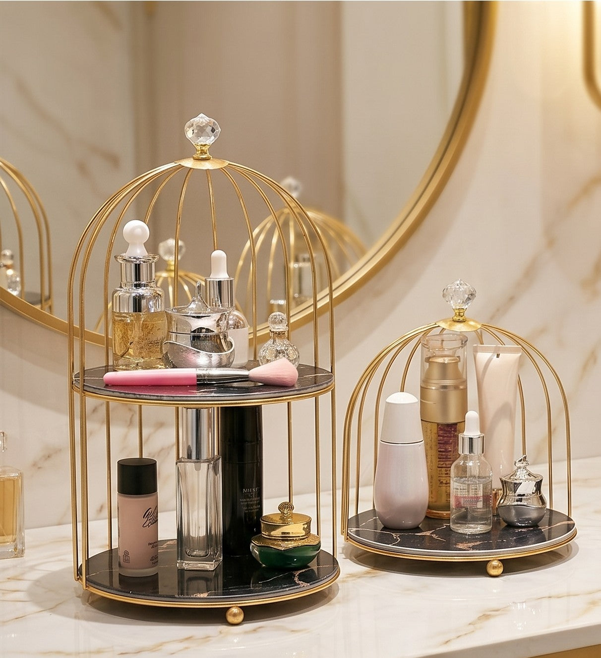 Luxury Waterproof Metal Birdcage Organizer for Bathroom Vanity