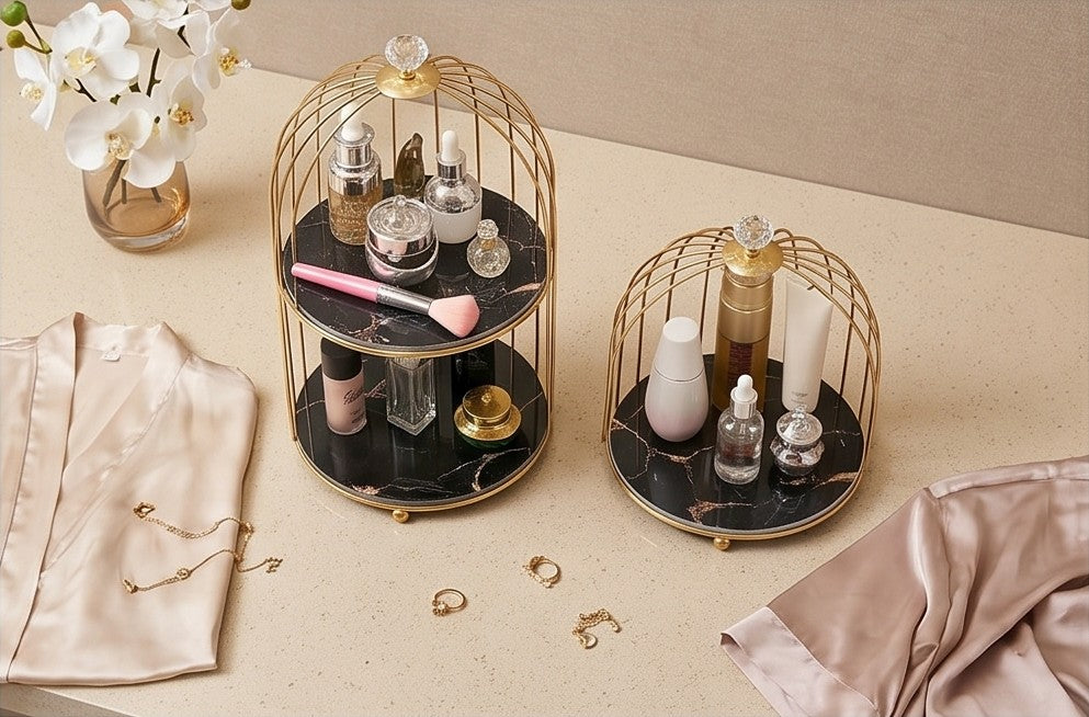 Luxury Waterproof Metal Birdcage Organizer for Bathroom Vanity