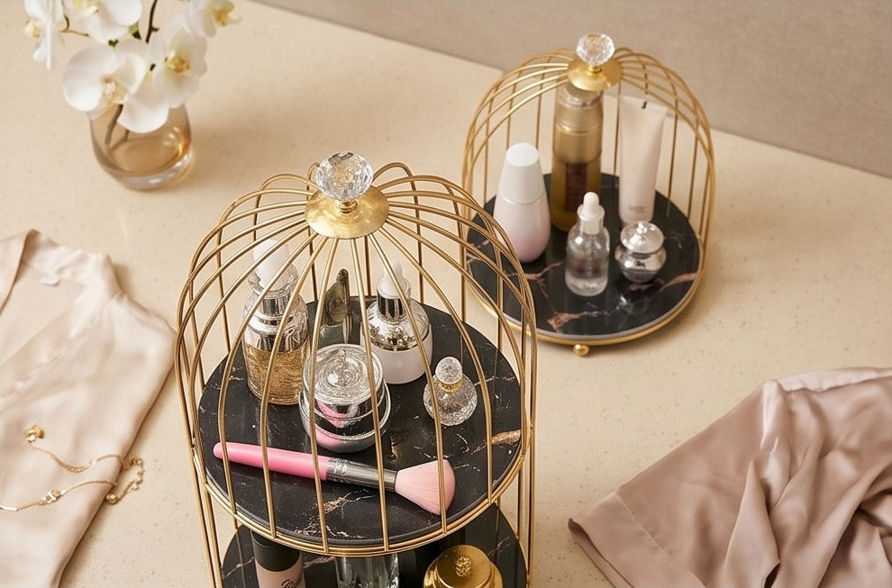 Luxury Waterproof Metal Birdcage Organizer for Bathroom Vanity