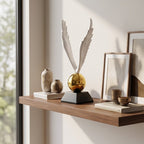 Golden Ascension Wings Sculpture – Modern Decorative Statue