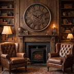 Vintage gear wall clock styled in classic study