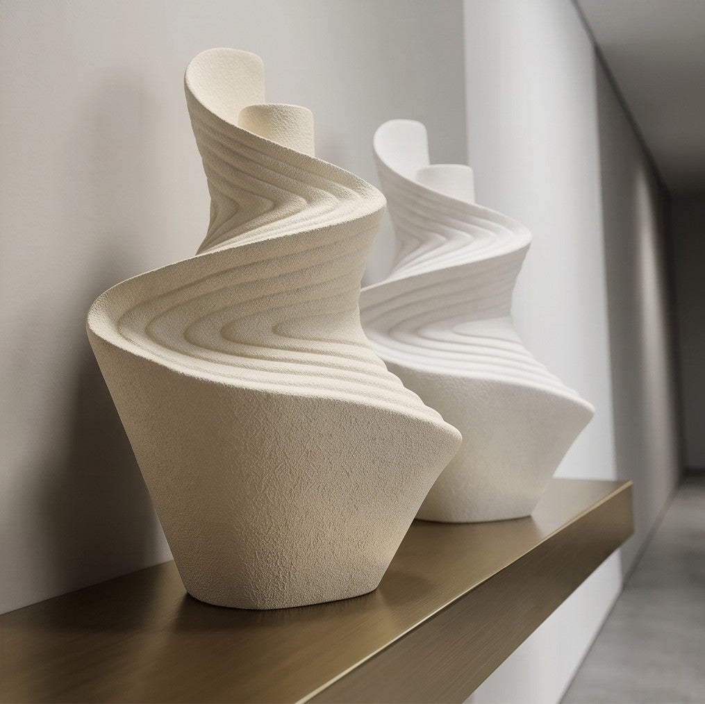 White sculptural ceramic vase
