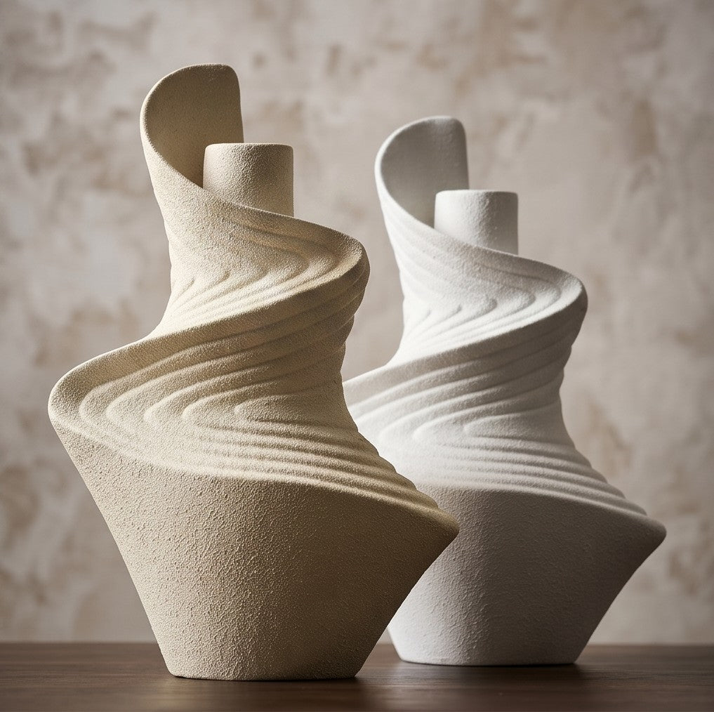 White sculptural ceramic vase