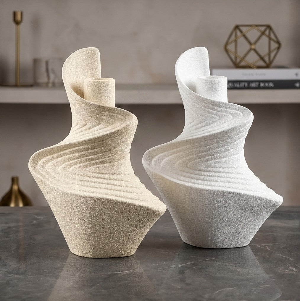 White sculptural ceramic vase